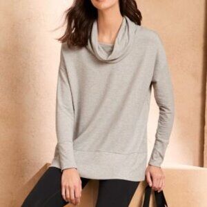 GARNET HILL XS Cowl Neck Knit Tunic Heathered Gray